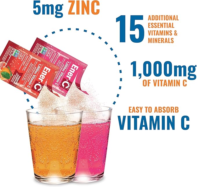 Ener-C Multivitamin Drink Mix - Vitamin Packets for Water, Electrolytes Powder Packets, Vitamin Drink Mix, Hydration Liquid Mix, Immune Booster for Adults, Healthy Energy - Variety Pack, 60 Count