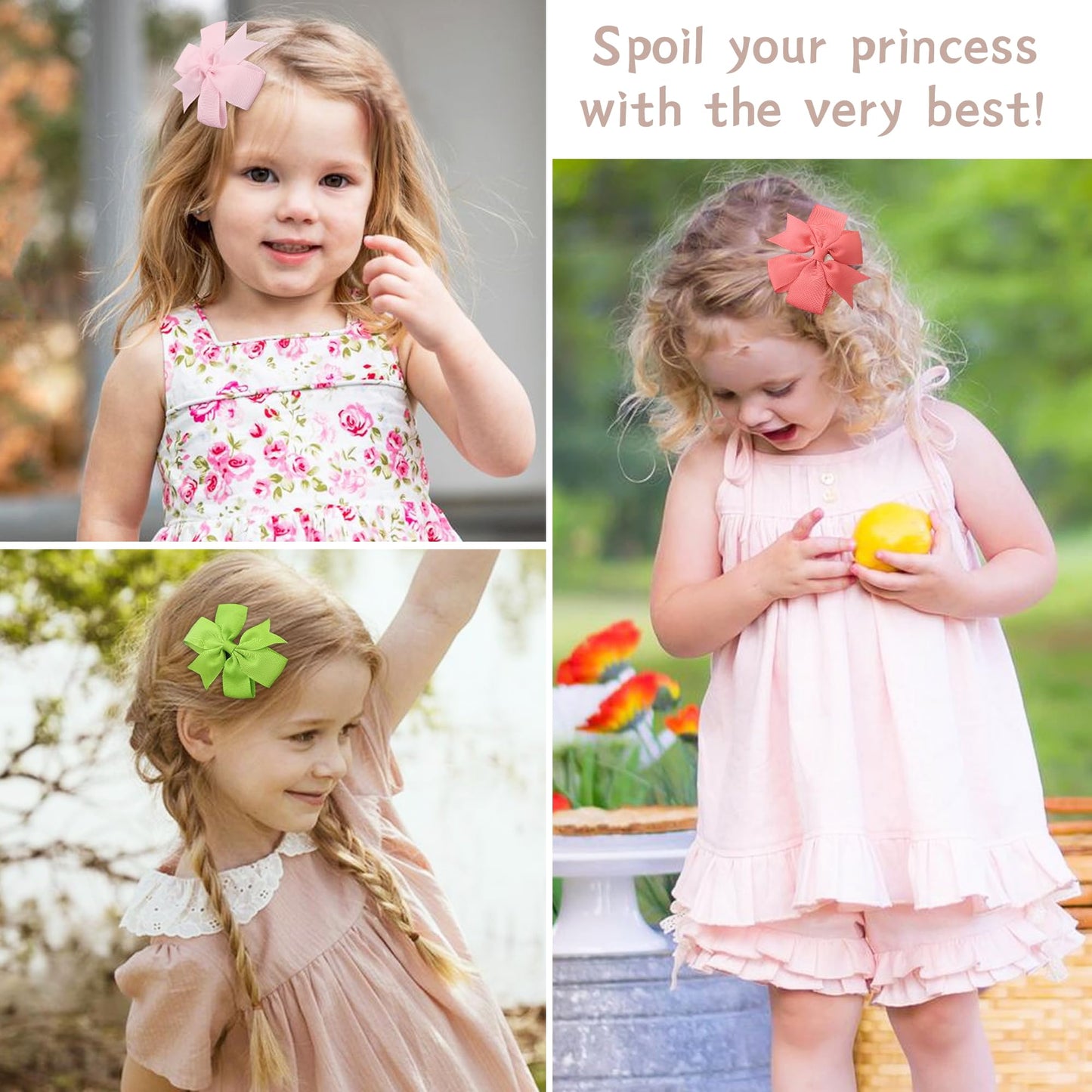 C?LOT 80 Pcs 3.5 Inch Boutique Grosgrain Ribbon Pinwheel Hair Bows Alligator Clips For Girls Toddlers Accessories Teens Gifts In