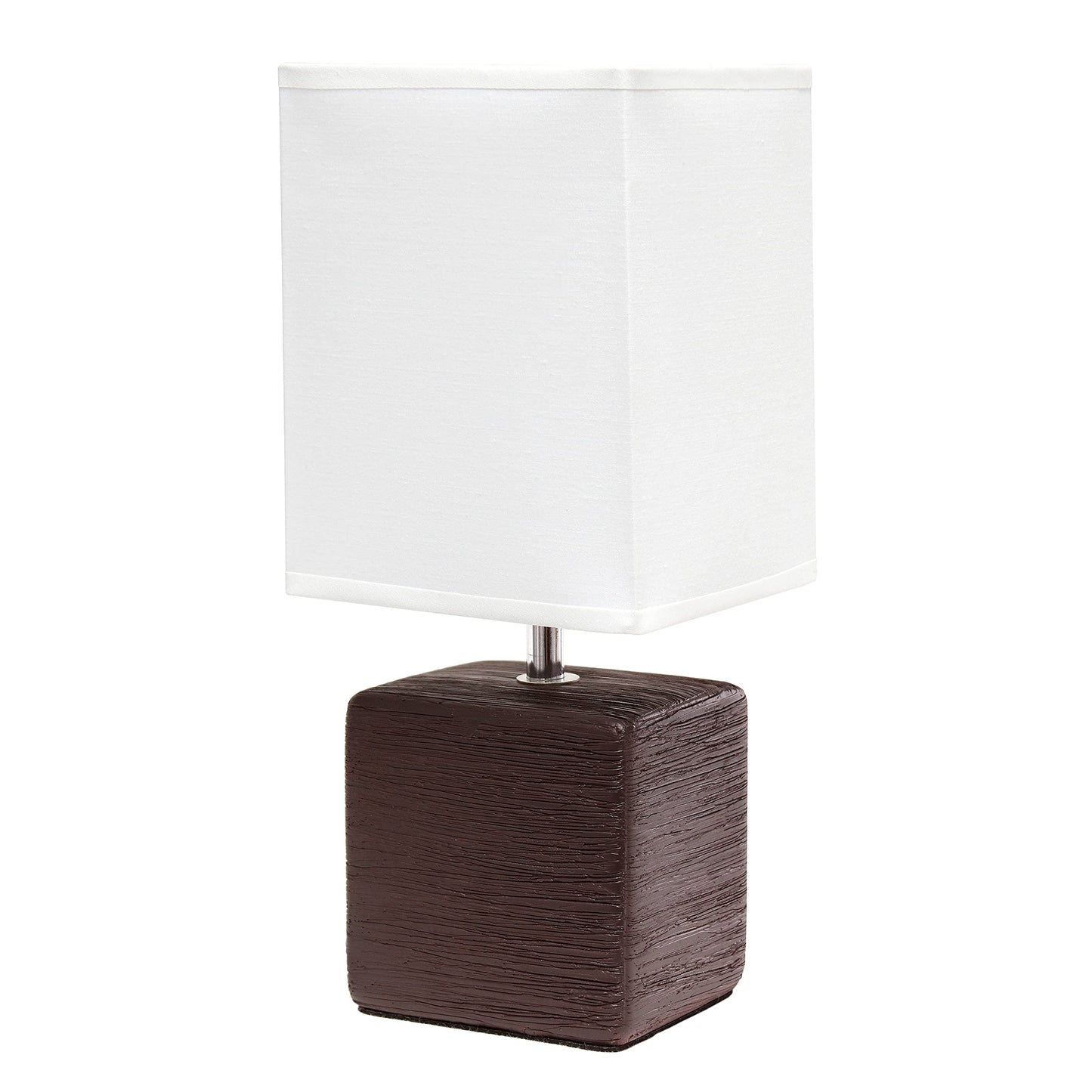 Simple Designs Petite Faux Stone Table Lamp Lt2072-Bwn, Ceramic, Brown With White Shade