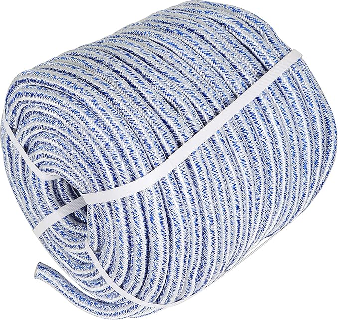 elfinrm Arborist Tree Rope, 3/4inch by 200FT, 24 Strand Bull Rope up to 20000lbs Tensile Strength, Blue and White
