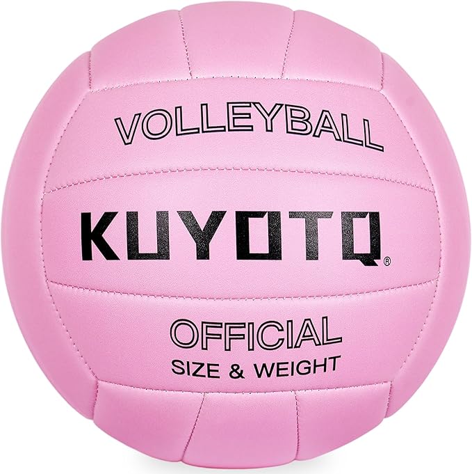KUYOTQ Pink Volleyball - Official Size 5 Soft Composite Leather Cover, Indoor Outdoor Beach Light Volleyball for Training...