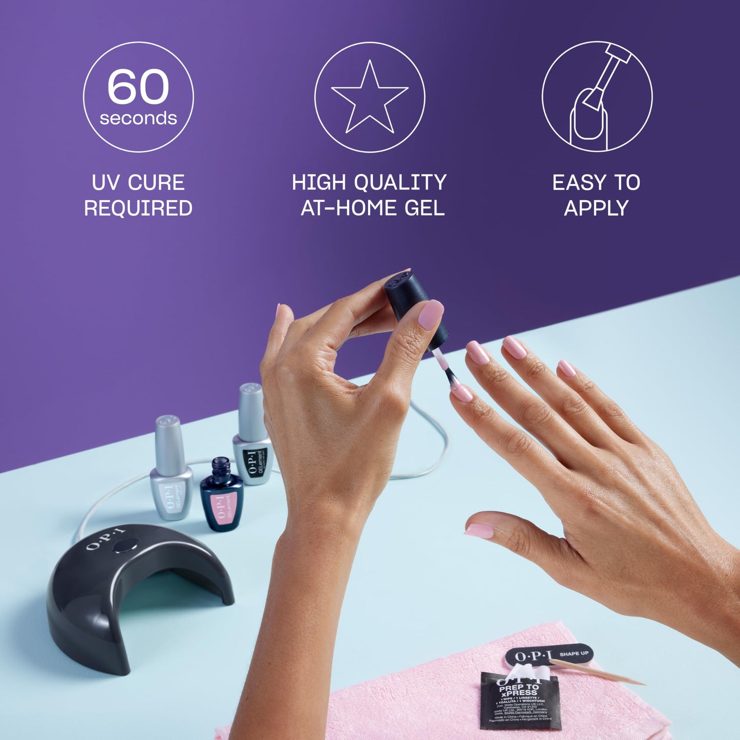 OPI GELement Starter Essentials Kit | Includes Base Coat, Top Coat, LED Curing Lamp, & Prep Supplies | DIY Professional Salon Qu