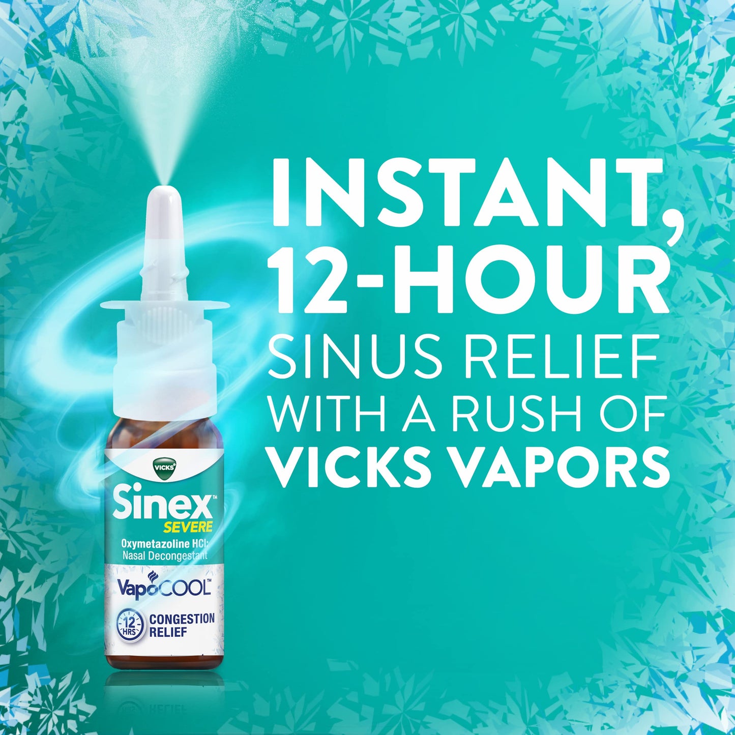 Vicks Sinex Severe Nasal Spray with VapoCOOL, Soothing Vapors, Decongestant Medicine, Relief from Stuffy Nose Due to Cold or Allergy, & Nasal Congestion, Sinus Pressure Relief, 265 Sprays