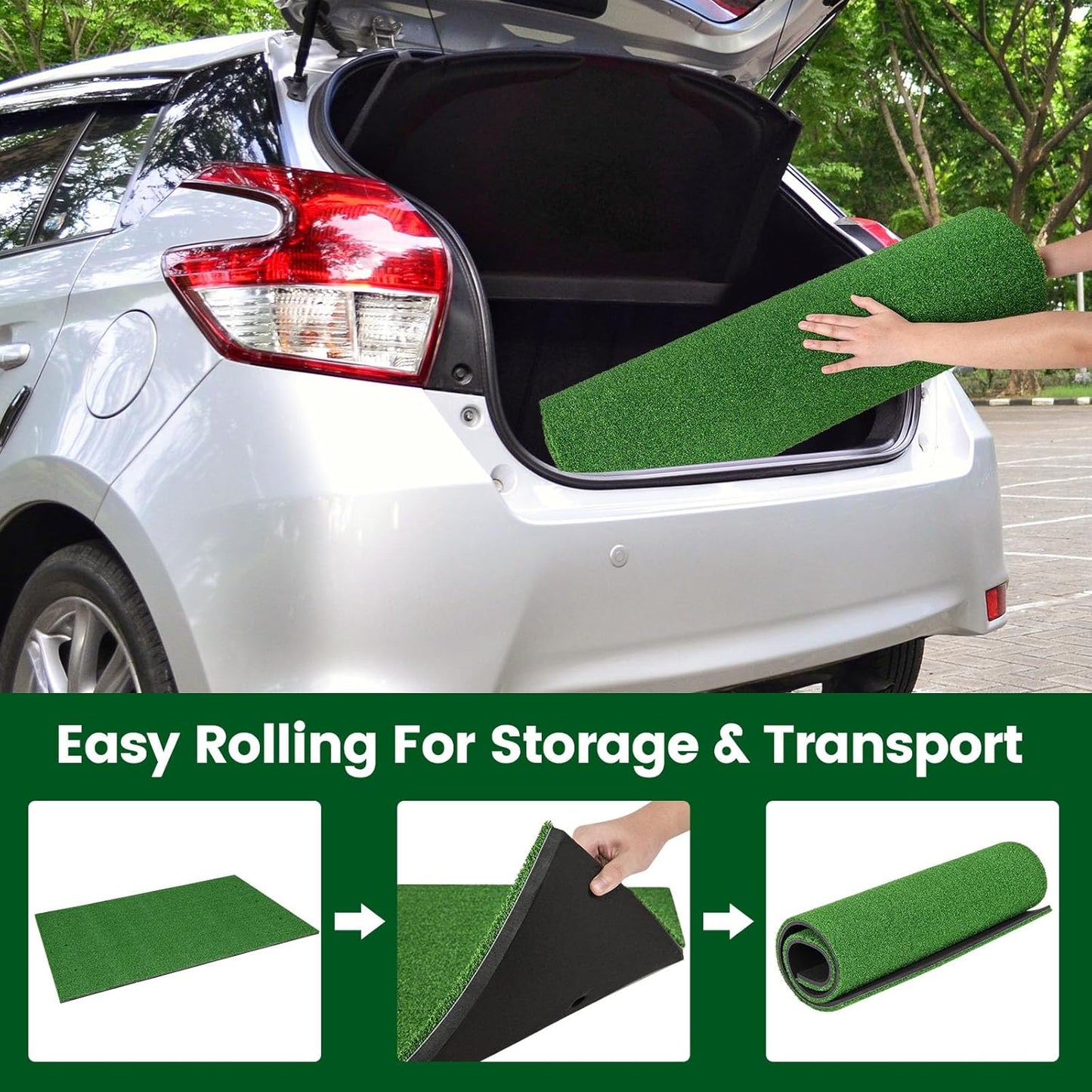 Tangkula Golf Hitting Mat, Artificial Turf Mat for Indoor/Outdoor Golf Practice Includes 2 Rubber Tees & 2 Alignment Sticks, Golf Training Mat for Home Backyard Garage