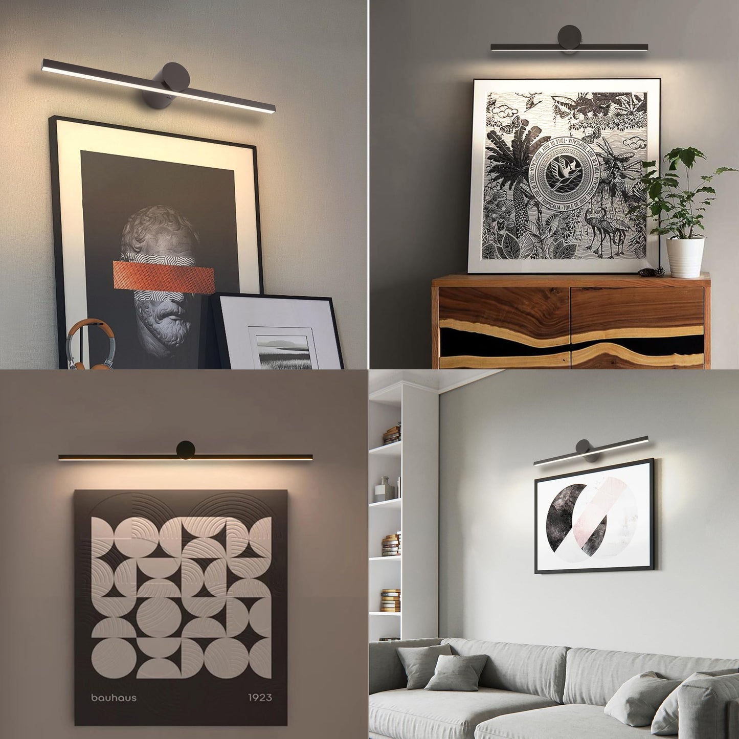 Zitostory Battery Operated Picture Light With Remote Wireless Dimmable Art Lights For discomfort-reducingtings Rechargeable Gallery Light Artwork Lighting For Canvas  Portrait (Black 16 Inch)