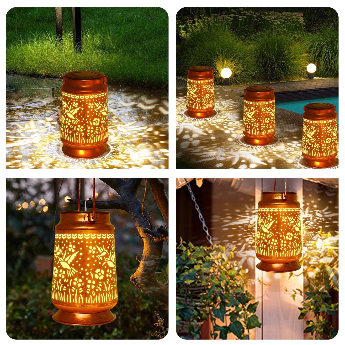 Solar Lanterns Outdoor Waterproof Gifts For Women Grandma Gifts For Mom Dragonfly Projection Garden Decor Solar Hanging Lantern Metal For Patio Yard Festival Pathway Landscape (Dragonfly  4)