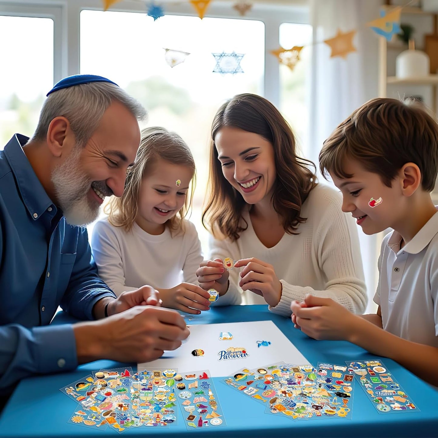 UPINS 240 Pcs Passover Stickers for Kids, Foam 3D Puffy Self-Adhesive Pesach Stickers DIY Crafts for Kids Passover Gifts Party Favors Decorations