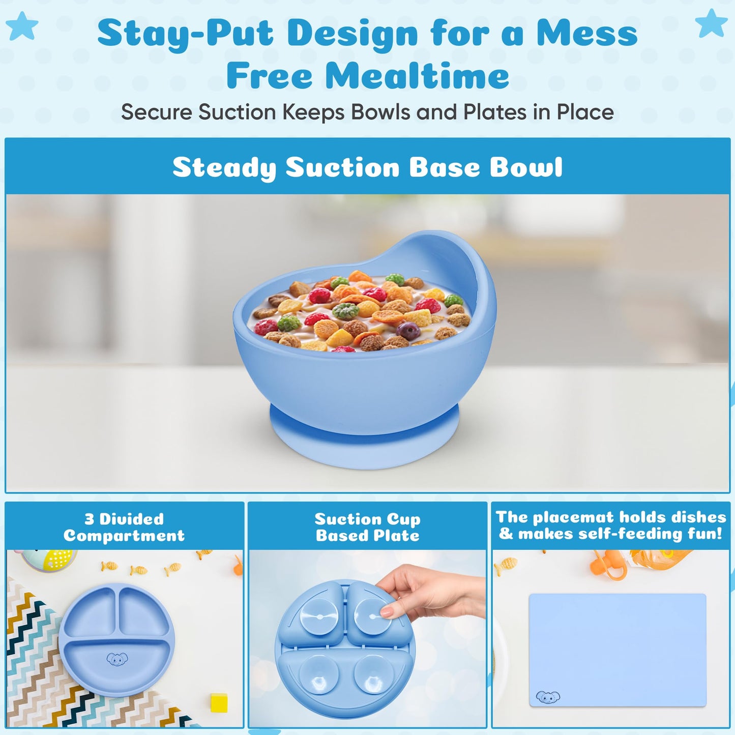 Silicone Baby Feeding Set - Baby Led Weaning Supplies with Sippy Cup, suction plate and bowl, Spoons, Forks, Fruit Pacifier, Bib, and Baby Eating Essentials for 6+ Months - Eight4you