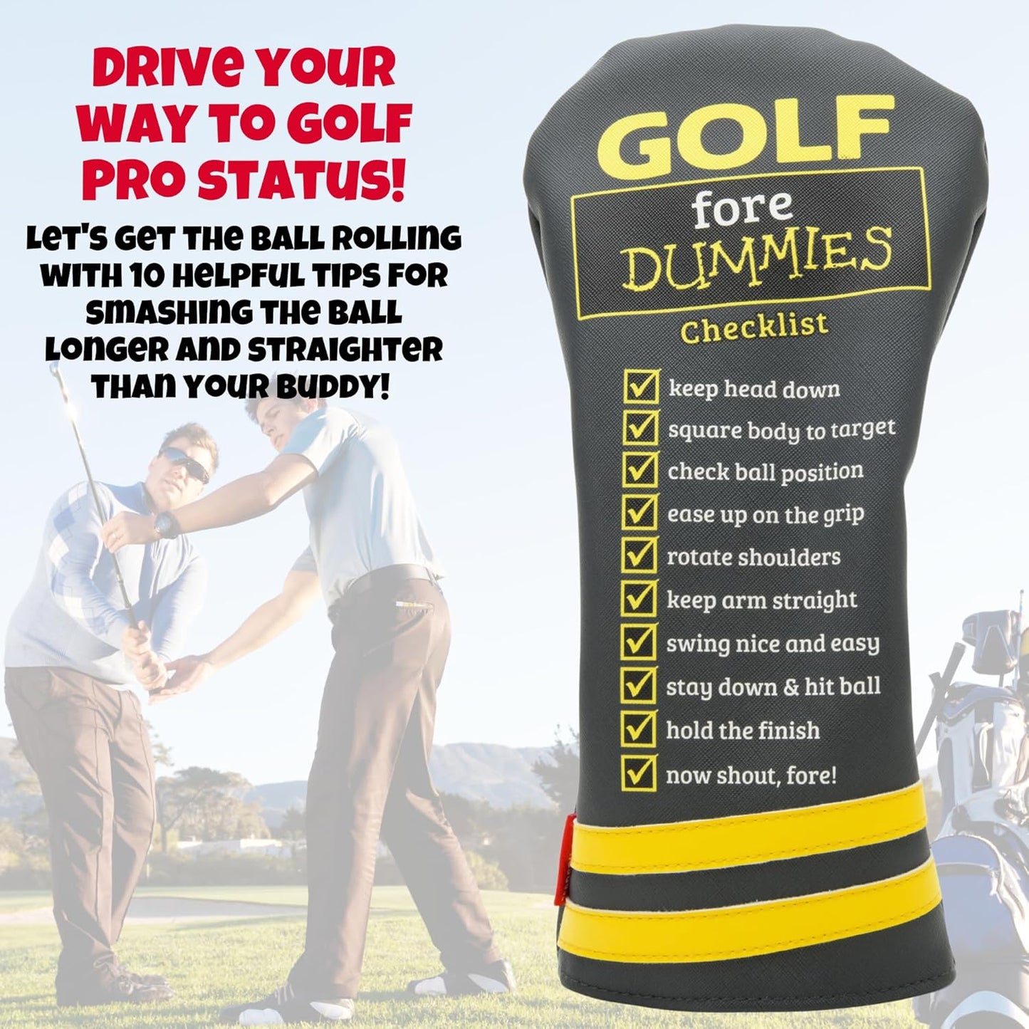 Funny Golf Fore Dummies Checklist Headcovers for Blade Putters Headcover, Great Golfer Golf Gifts for Dad, Men, and Women