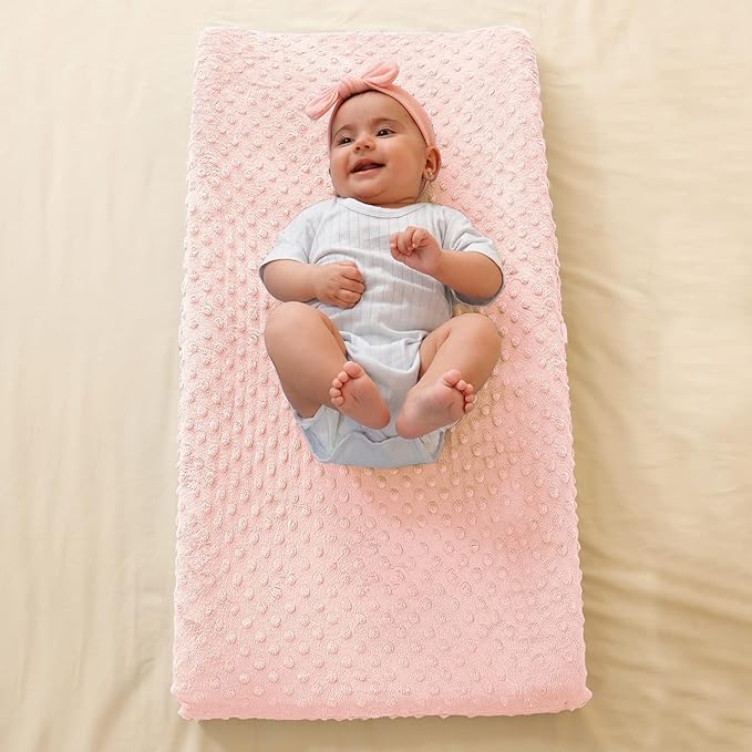 Baby Changing Pad Cover, Super Soft Minky Dot Diaper Changing Table Covers for Baby Girls and Boys, Ultra Comfortable, Safe for Babies, Fit 32"/34'' x 16" Pad (Coral Pink)