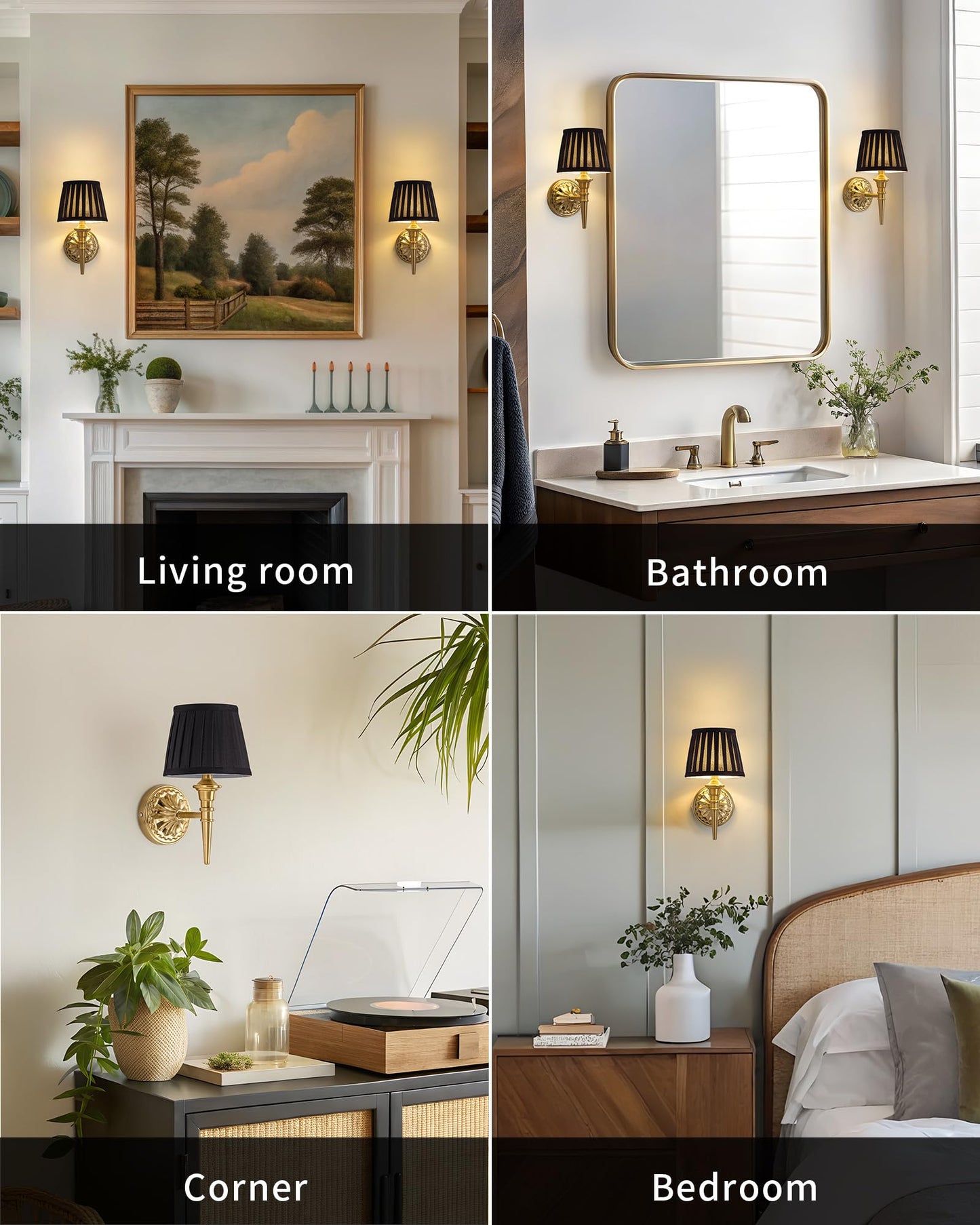 Kdg Cordless Wall Sconces Set Of 2  Small Wireless 5200Mah Rechargeable Battery Fabric Led Wall Lamps  Portables Lightings For Wall discomfort-reducingting  Living Room  Bedroom  Hallway  Gifts (Black Lampshde)