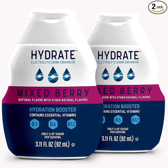 hydrate Electrolyte Liquid Drink Enhancer Drops, Low Sugar, Low Calorie, Natural Flavor Hydration Mix with Essential Vitam...
