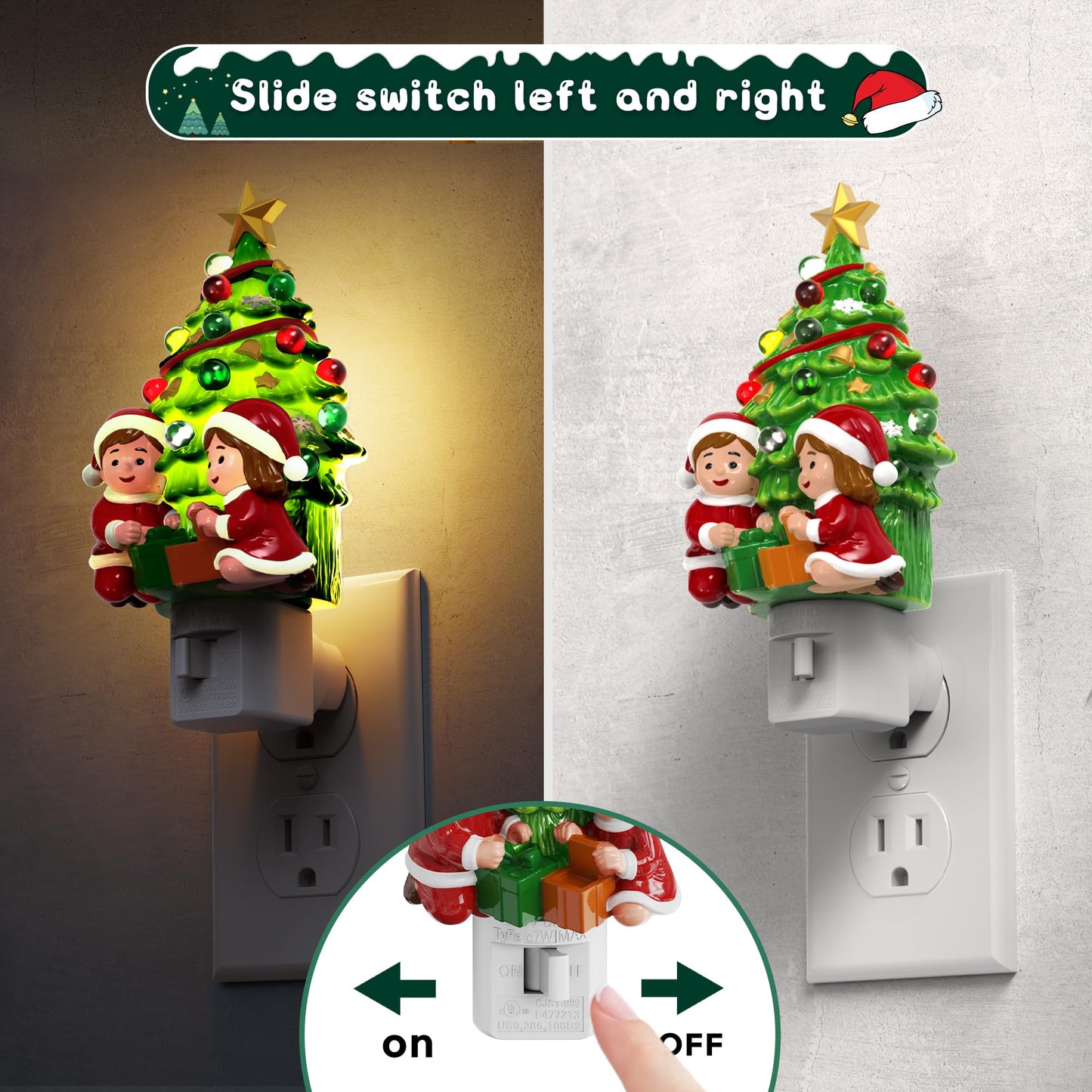 L Lohas Christmas Tree & Snowman Night Light  3000K Warm White Plug-In Resin Nightlight With 360?Rotatable Plug  Holiday Home & Kids Room Decor  1 Pack