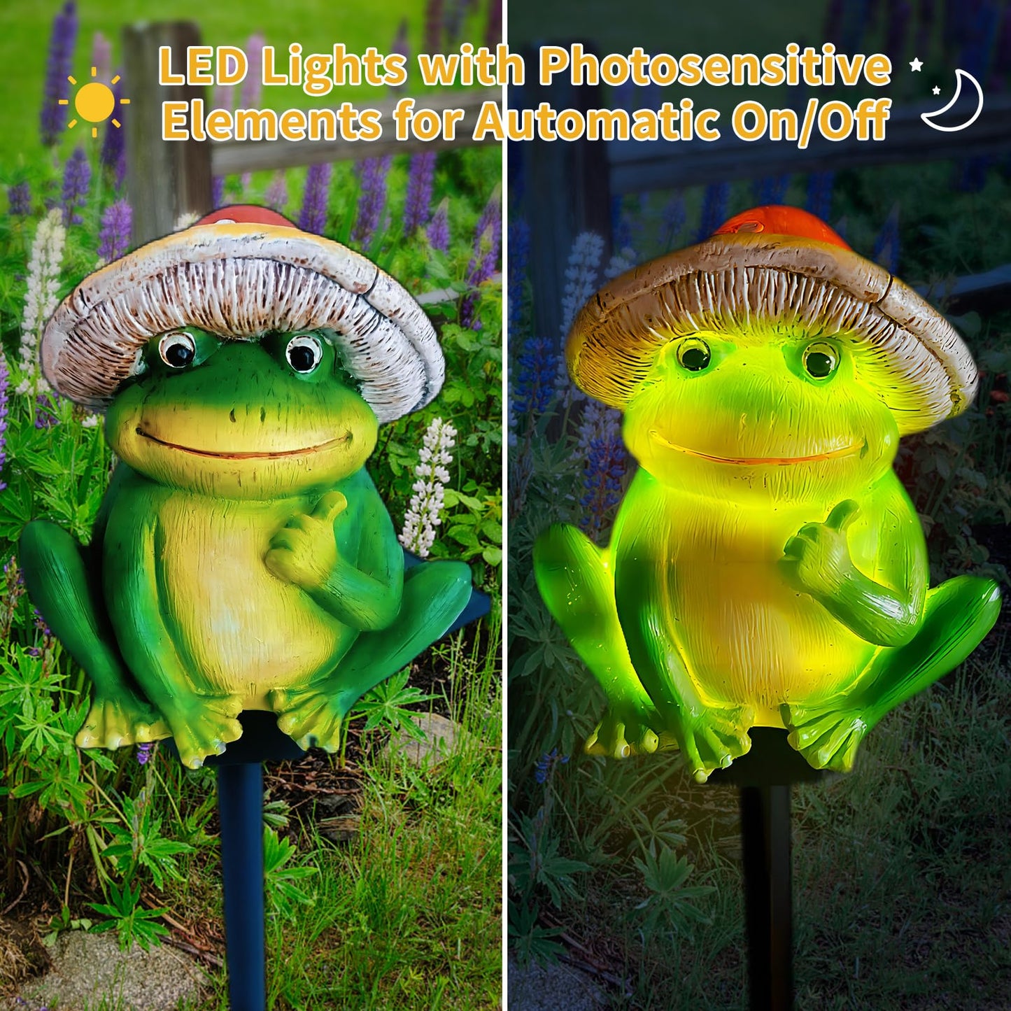 Qh & Garden Frog Solar Lights - Waterproof Frog Figurines For Outdoor Garden Decor  Perfect Statues Gifts For Mom - Solar Power Led Light For Garden  Lawn  Patio  Pathway