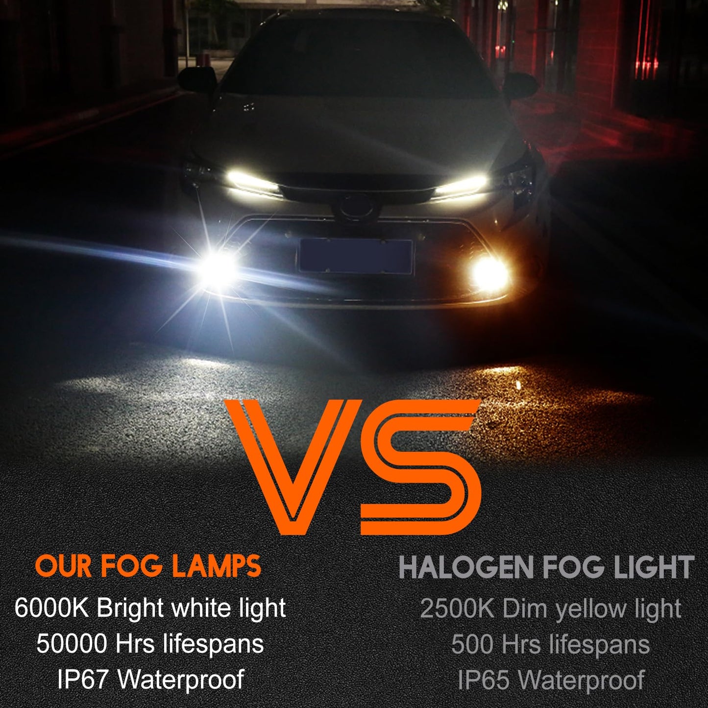 Qobsos Led Fog Light For Toyota Venza 2009-2015 Replacement Front Bumper Lamp 6000K White Pack Of 2