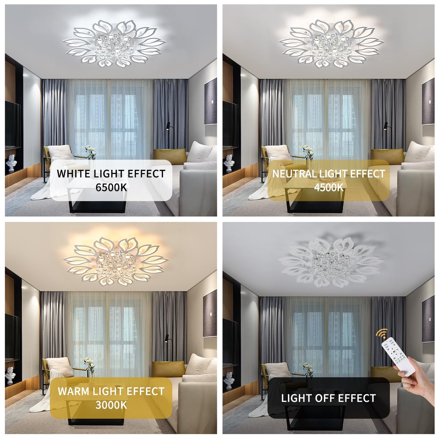 Garwarm Modern Ceiling Light 40.7 In Dining Room Light Fixture 12 Petals Flower Flush Mount Ceiling Lights Chandelier Bedroom Living Room Kitchen Office Lighting Fixture 100W White