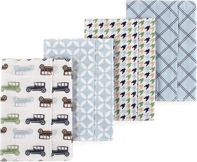Luvable Friends Hudson Baby Flannel Burp Cloths 4pk, Sky Blue Vehicles