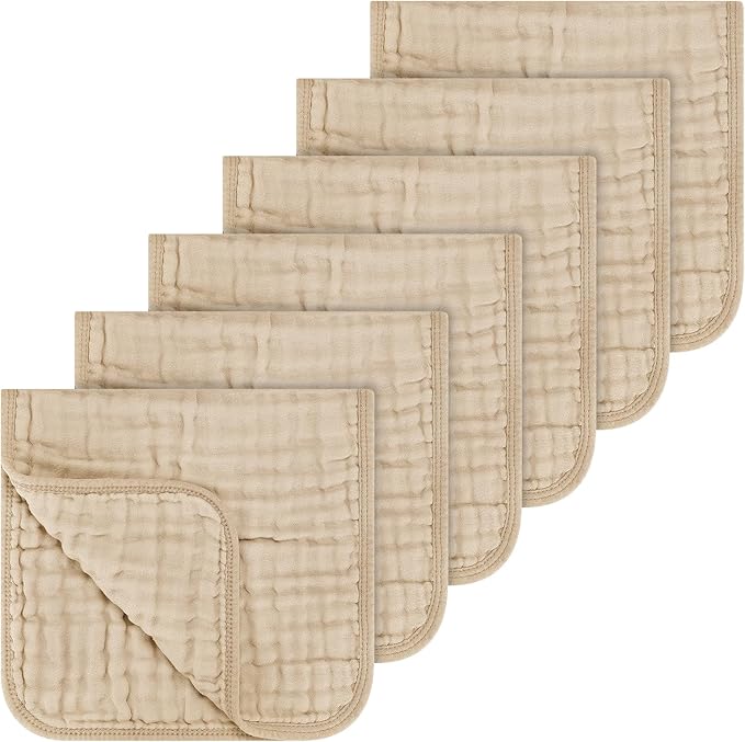 Accmor 6 Pack Muslin Burp Cloths 100% Cotton 20''x10'' Large Extra Soft and Absorbent Baby Burping Cloth for Boys Girls