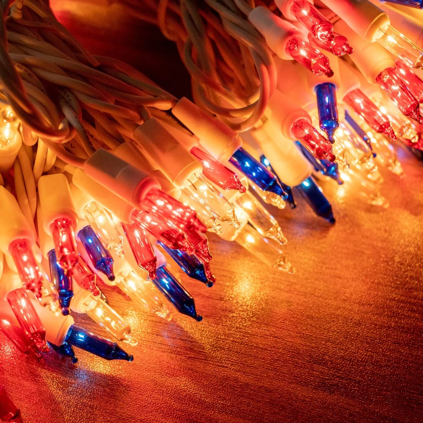TW SHINE Mini String Lights, 20FT, 100 Count, Incandescent, Waterproof, Red White and Blue, Model ZF-100-2/SB