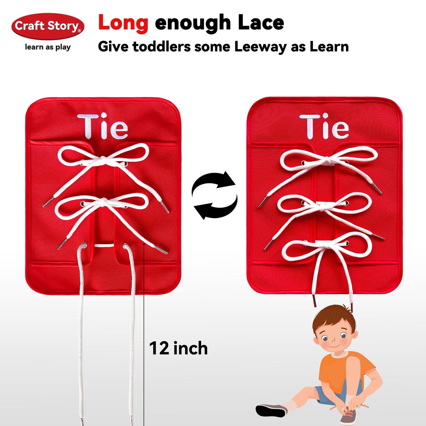 Craftstory Toddlers Montessori Toys Busy-Board for 3 4 5 Year Boy Girl Gifts Sensory Basic-Life-Kills Shoe-Tying Practice for Kids, Buckle Zip Lacing Travel Toy Birthday Gift