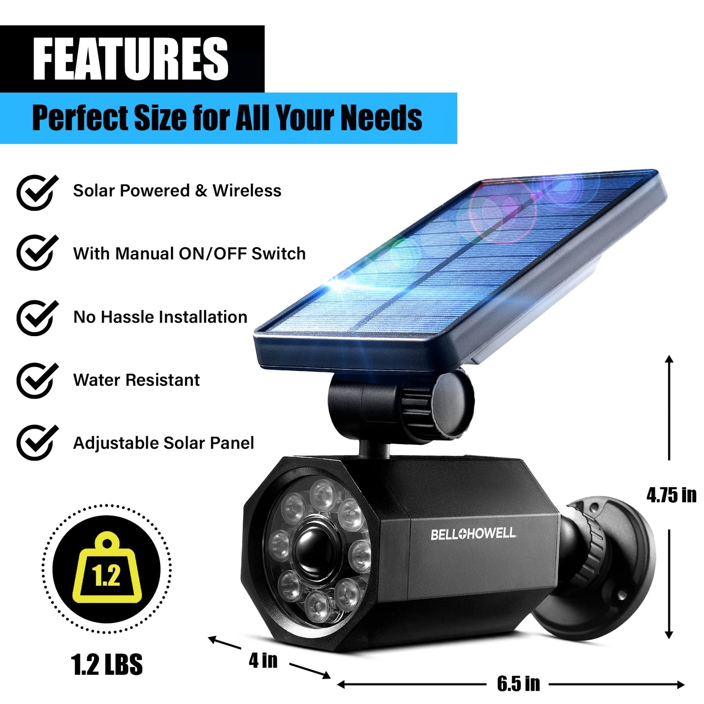 Bell+Howell Bionic Spotlight Motion Solar Spot Lights Outdoor Waterproof, Landscape Lights, Outdoor Solar Yard Lights Weather Resistant, Super Bright LED Lights, for Garden, Lawn As Seen On TV