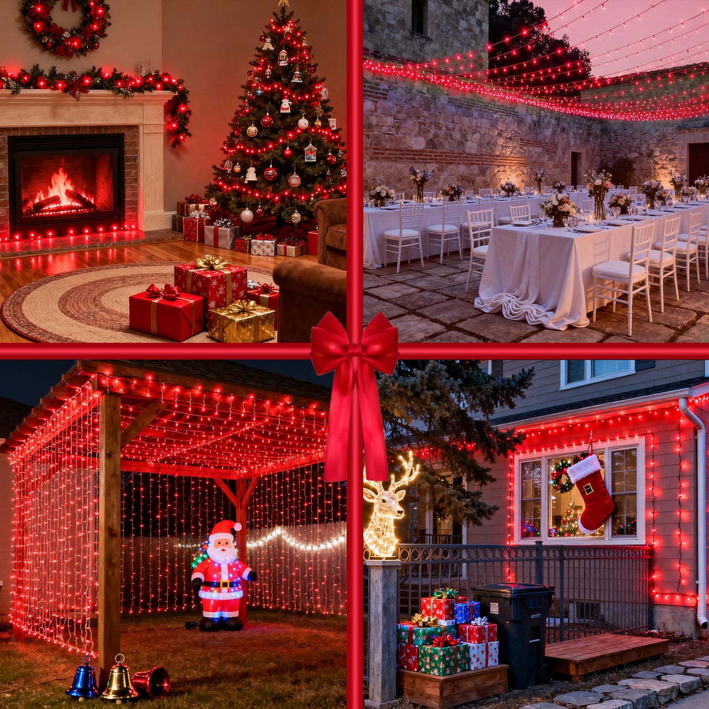 750 Led Christmas String Lights Outdoor  240Ft Twinkle Fairy Lights With Timer & Memory  12 Modes Dimmable Waterproof Tree Light For House Patio Garden Wedding Party Christmas Decororations  Red