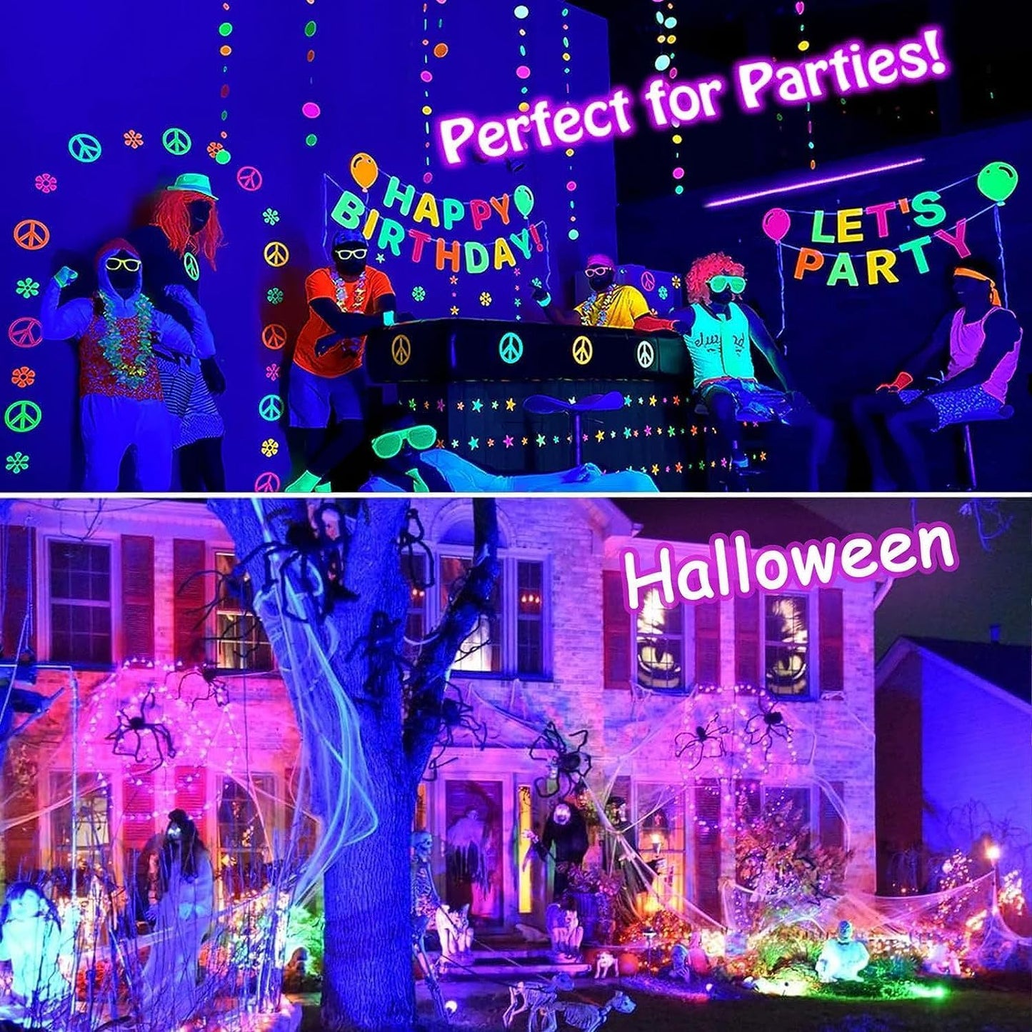 Indmird 150W Blacklight Flood Light - Aluminum, Plug & Switch, Perfect For Glow Parties & Halloween, Model Chx010, Black
