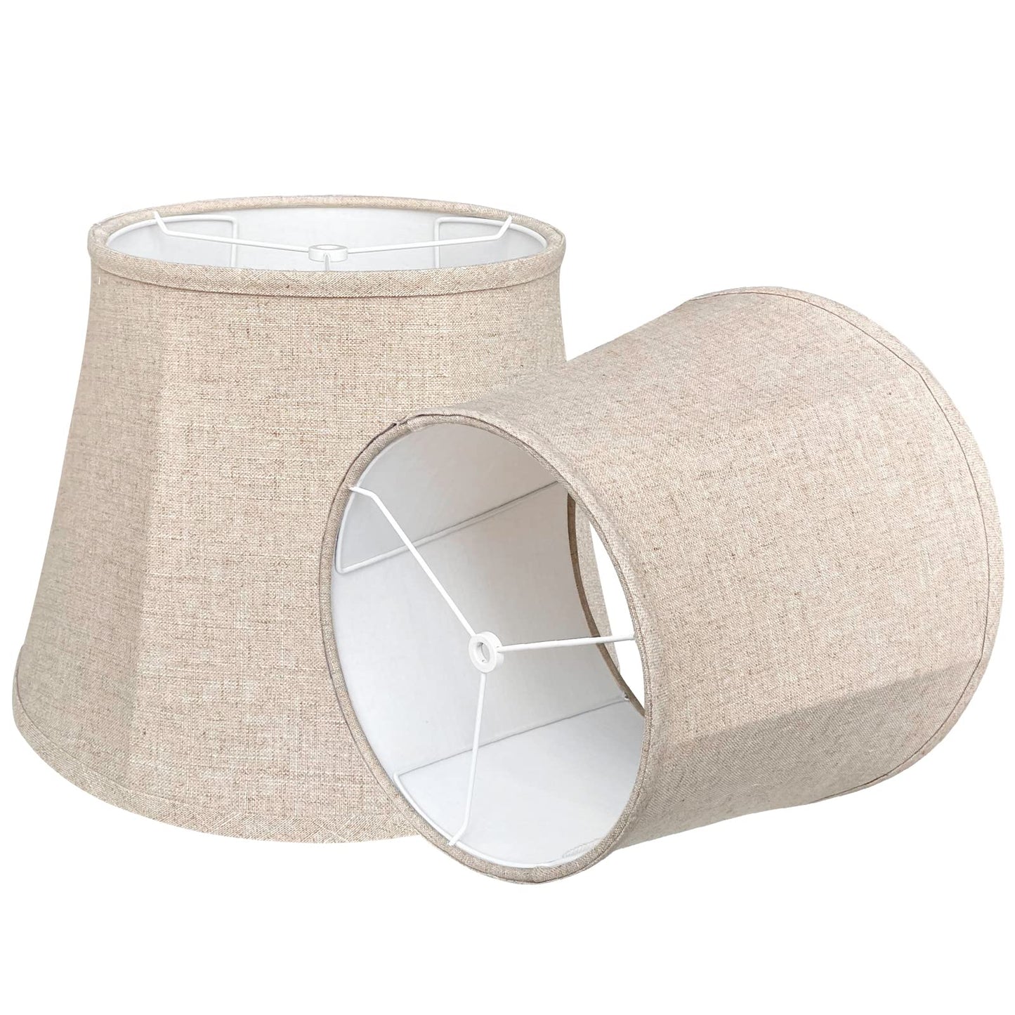 TOOTOO STAR Brown Drum Lamp Shade Set of 2, 10x14x10 inch, Fabric, Model 1222