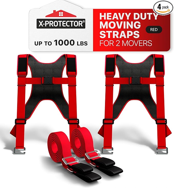 X-Protector Moving Straps - 2 Pairs - Lifting Straps for 2 Movers - Move Furniture Easily and Safely - Perfect for Lifting...
