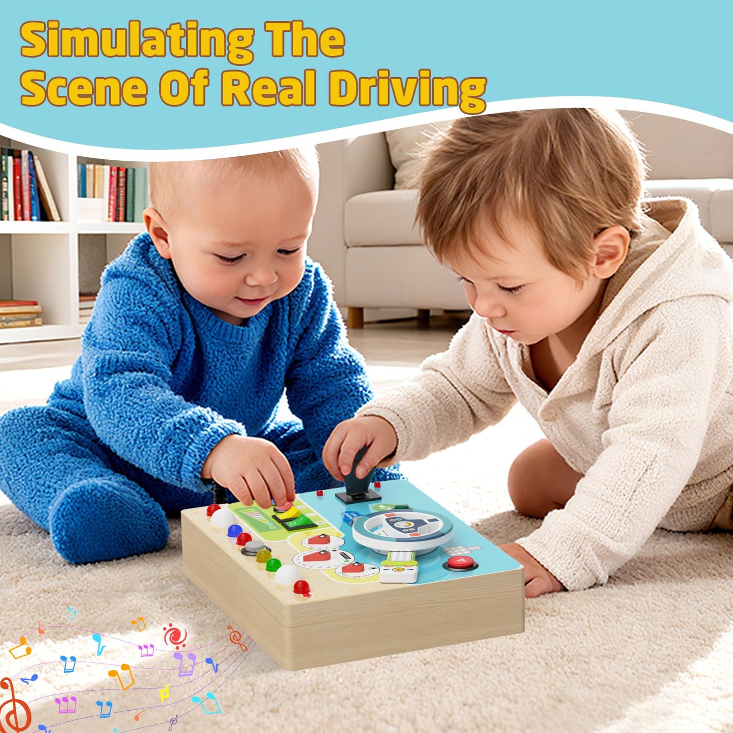 Busy Board With Led Light - Montessori Busy Board Wooden Sensory Toys for Toddlers 1 2 3 Years Old, Educational Baby Fidget Boards Toy, Creative Birthday Christmas Gifts for 1-3 2-3 3-4 Year Old Boys