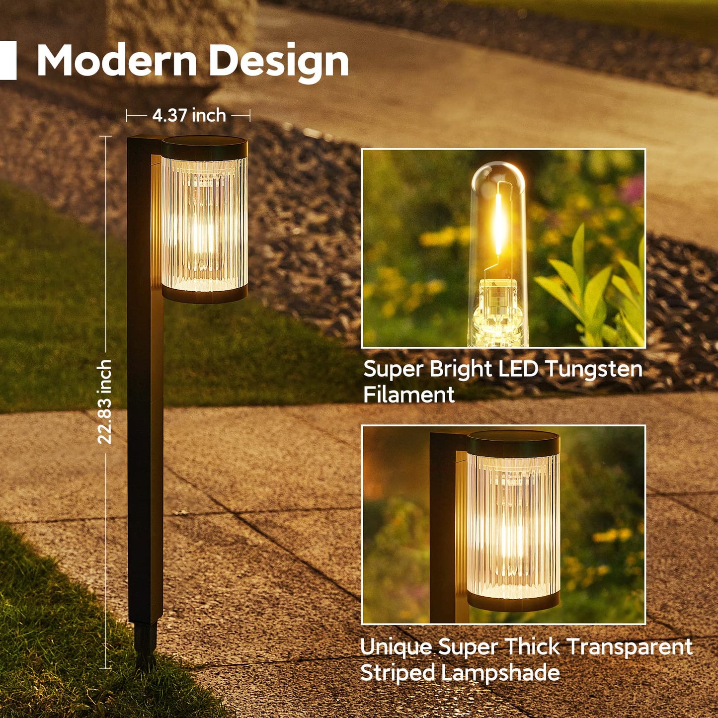 ELECLINK Solar Pathway Lights Outdoor, 4 Pack, Warm White, IP65 Waterproof, Model DC-309-4, Super Bright, Up to 12 Hours