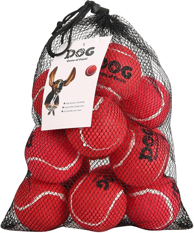 AMA SPORT Tennis Balls for Dogs 12 Pack 2.5" Red Dog Tennis Balls for Puppy Small Medium Dog Toys, Designed for Dogs Float...
