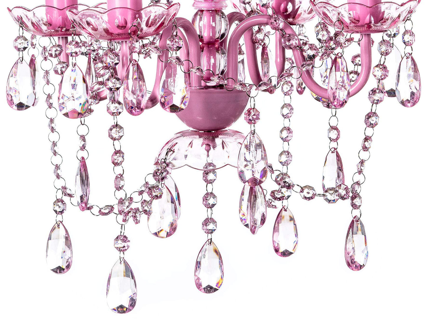Gypsy Color 4 Light Pink Hardwire Flush Mount Chandelier, Acrylic Crystals, Metal Frame, H17.5”Xw15”, Model Rv-Rsw5-Nmbe