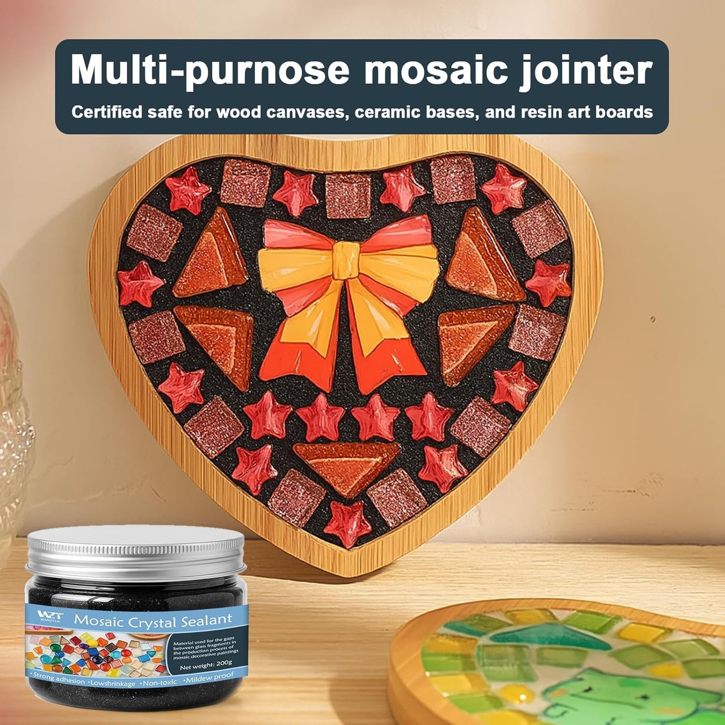 Professional Mosaic Grout for Crafts Black 200g - Quick-Dry Crystal Tile Grout with Contrast Color Technology, DIY Art Supplies for Mosaic Glass Decor, Handmade Gifts & Home Improvement Projects