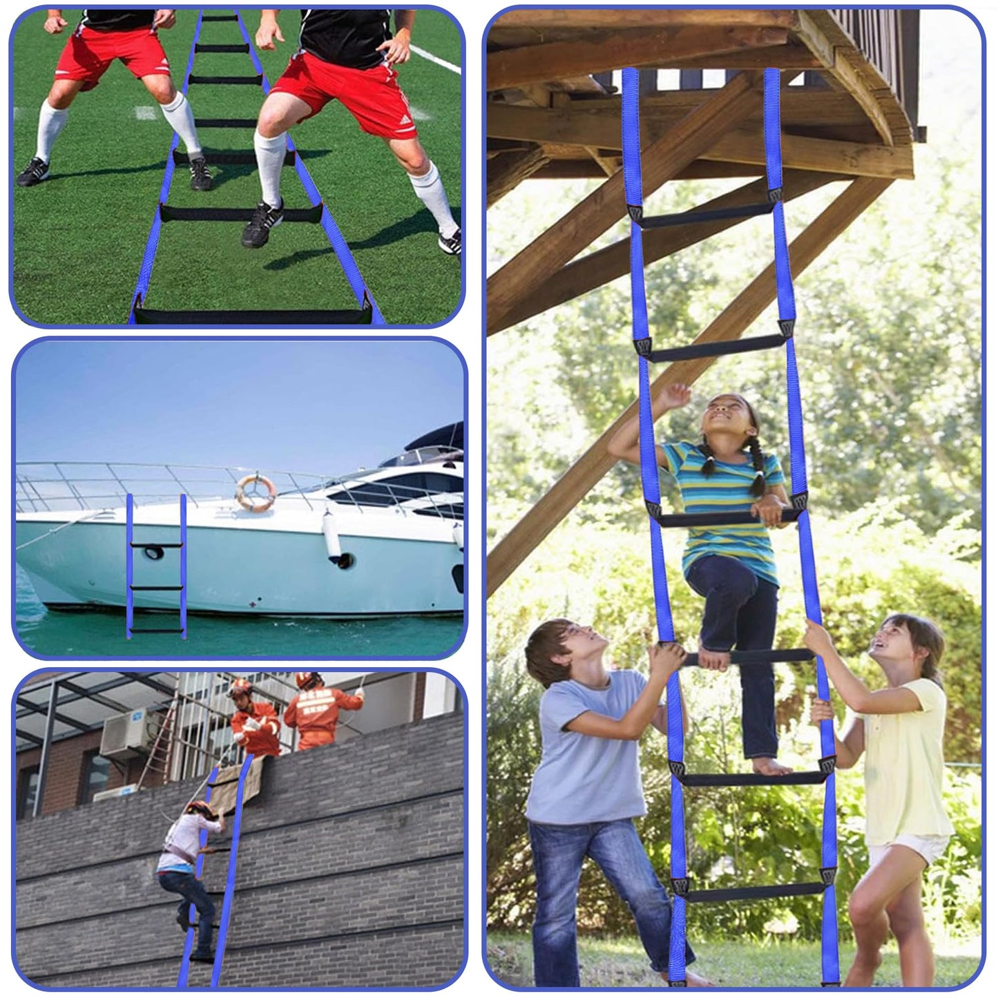 Emergency Fire Escape Ladder 16 Feet Portable Safety Rope Ladder Emergency Escape Ladders for 2-3 Story Homes for Windows, Balconies, and Sailboats, Kayaks, Etc