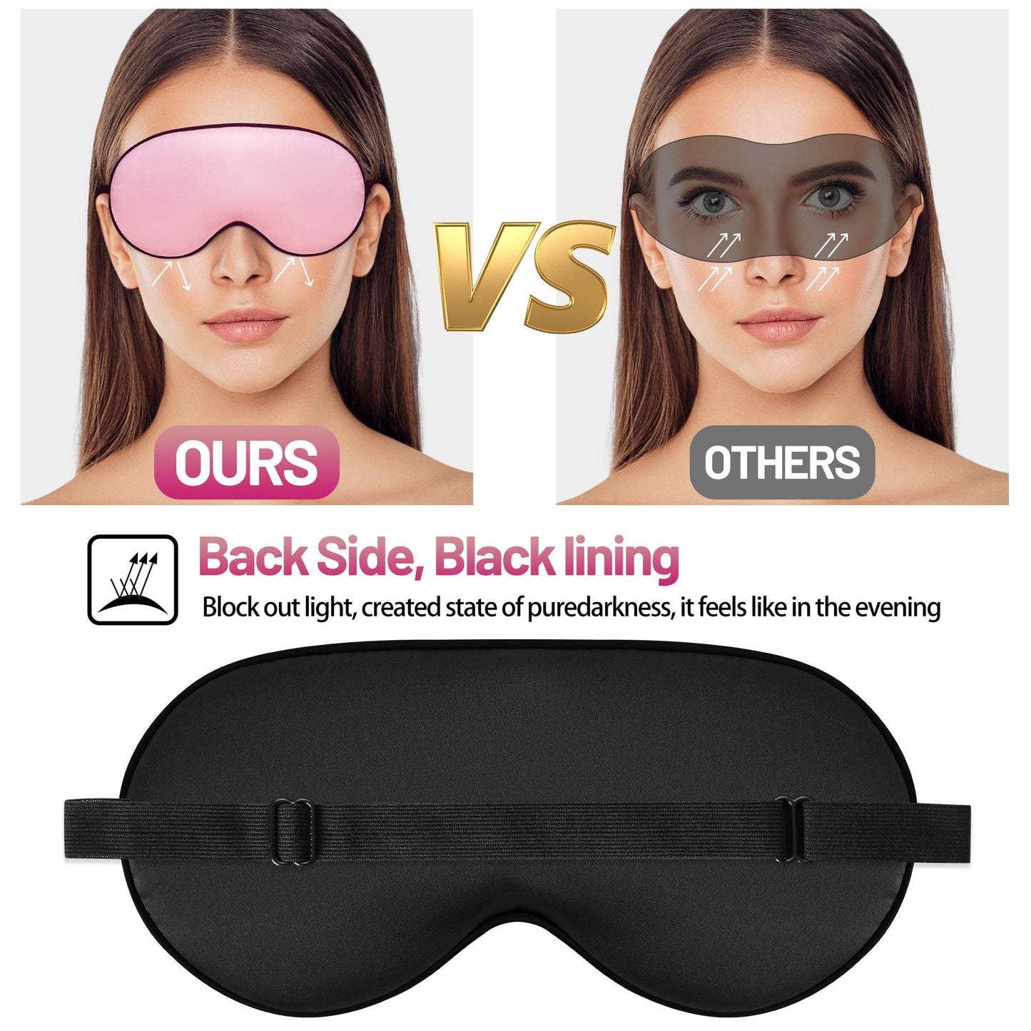 Sleep Mask, Silk Eye Mask for Sleeping with Adjustable Strap, Blindfold Eyeshade for Men & Women, Comfortable & Soft Eye Cover Eyeshade for Night Sleep (Rose Pink)