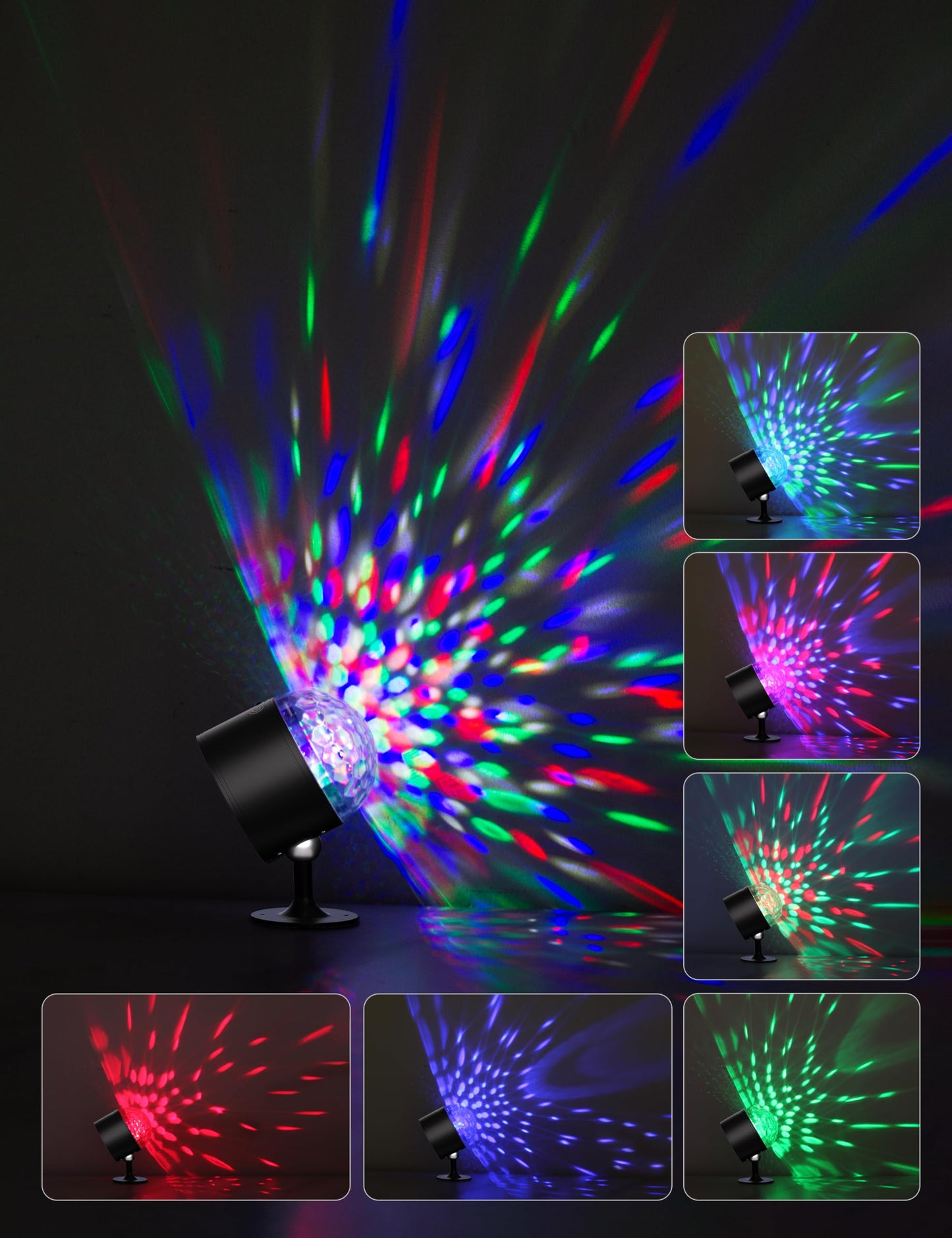 Joyzy Dynamic Wall Light - Battery Operated, Remote & Touch Control, 2 Pack, Black/Magicball, Model WL007, ABS Material