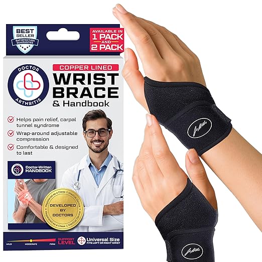 Doctor Developed Wrist Brace, Wrist Wraps for Carpal Tunnel Arthritis, Tendonitis, Hand Support, Ideal for Fitness, Weight...