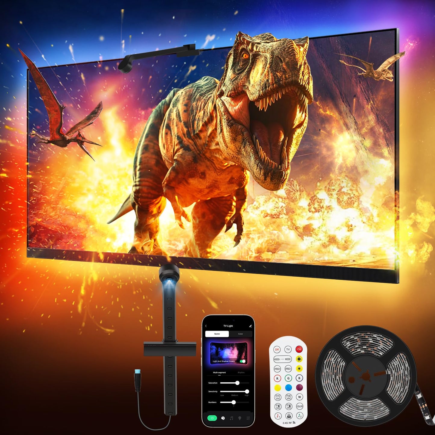 echosari TV Backlight Sync Lights, 14.7Ft Cuttable, Smart RGB, Model ES-StripL, for 55-65 Inch Screens, APP Control