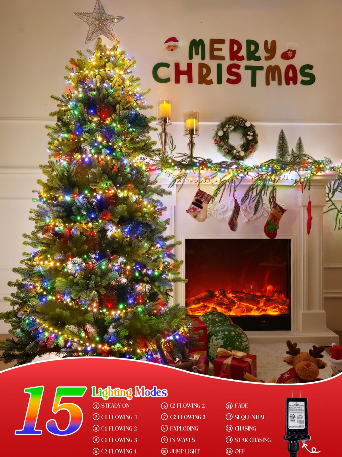 2025 New Christmas Cluster Lights 960 Led With Flowing Twinkling  Fire er Fairy Lights With 15 Modes & Timer  Waterproof Christmas String Light For Indoor Outdoor Xmas Tree Party Garden Multicolor