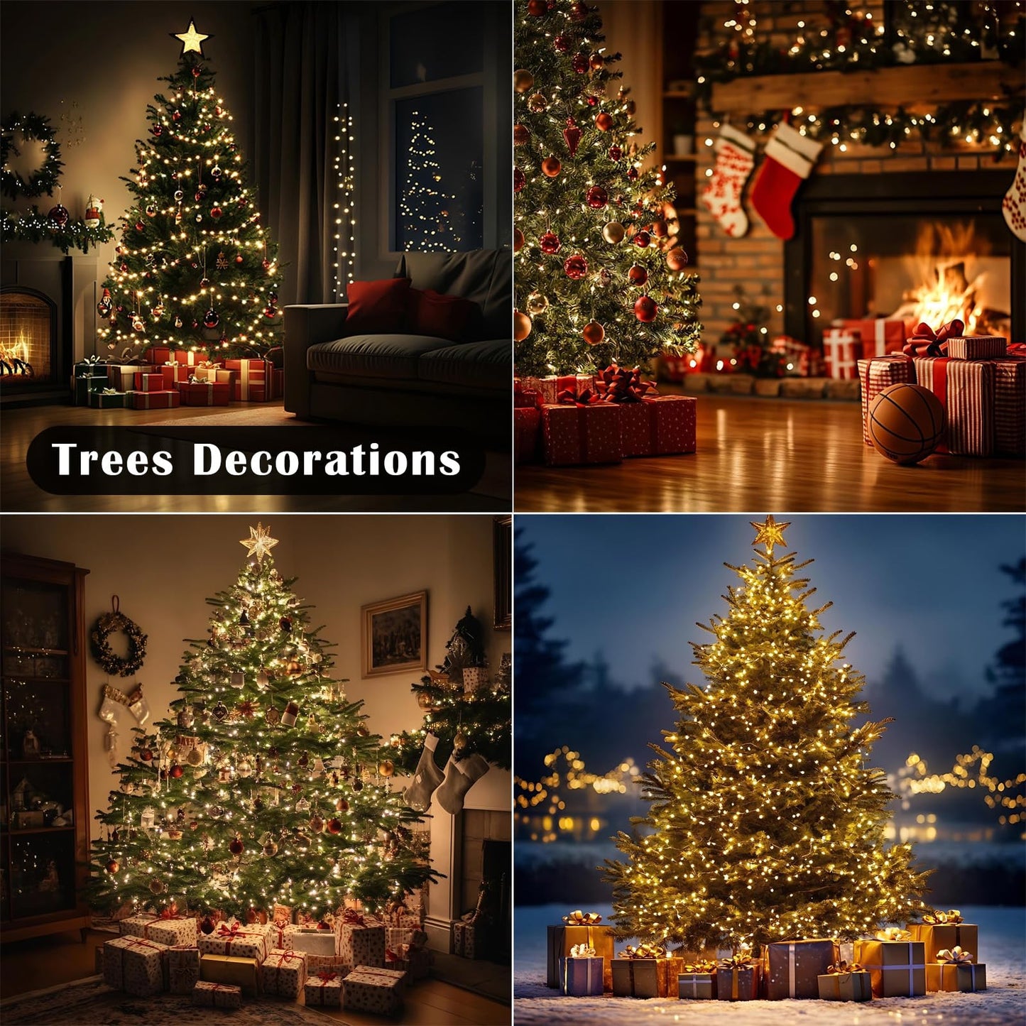 Zeluxdot 50Ft Fire er Fairy Lights, 500Leds Waterproof Twinkle Lights, Warm White, Green Wire, Remote With 8 Modes For Indoor/Outdoor Decor