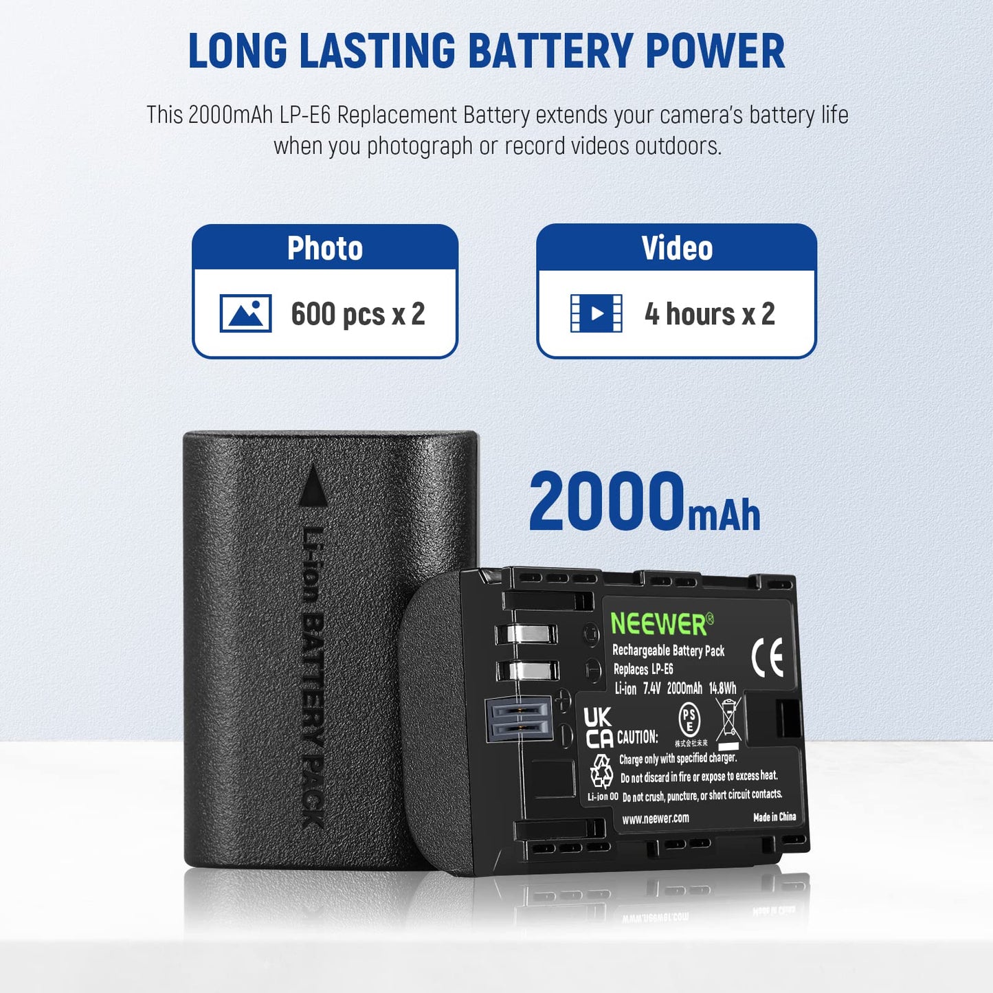 Neewer 2 Packs Lp-E6 Lp-E6N Replacement Batteries And An Usb Dual Charging Case Set, Compatible With Canon 5D Mark Ii Iii 5D Mar