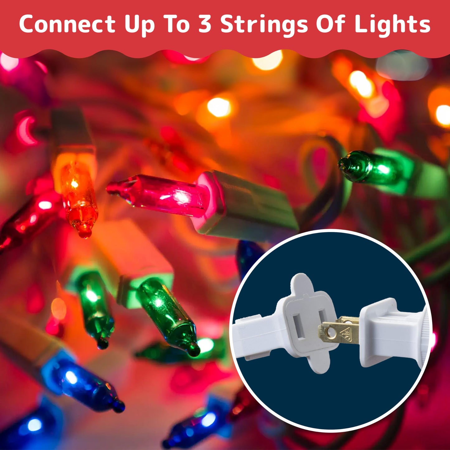 Prextex Christmas Lights - 300 Multicolor Twinkle Lights, 60 Feet Indoor/Outdoor String Lights With White Wire