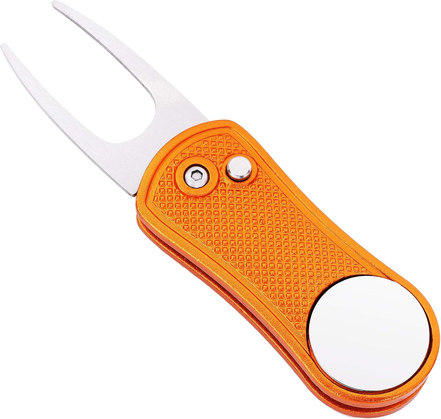 Mile High Life Golf Divot Repair Tool, All Metal Foldable Divot Tool with Pop-up Button & Magnetic Ball Marker