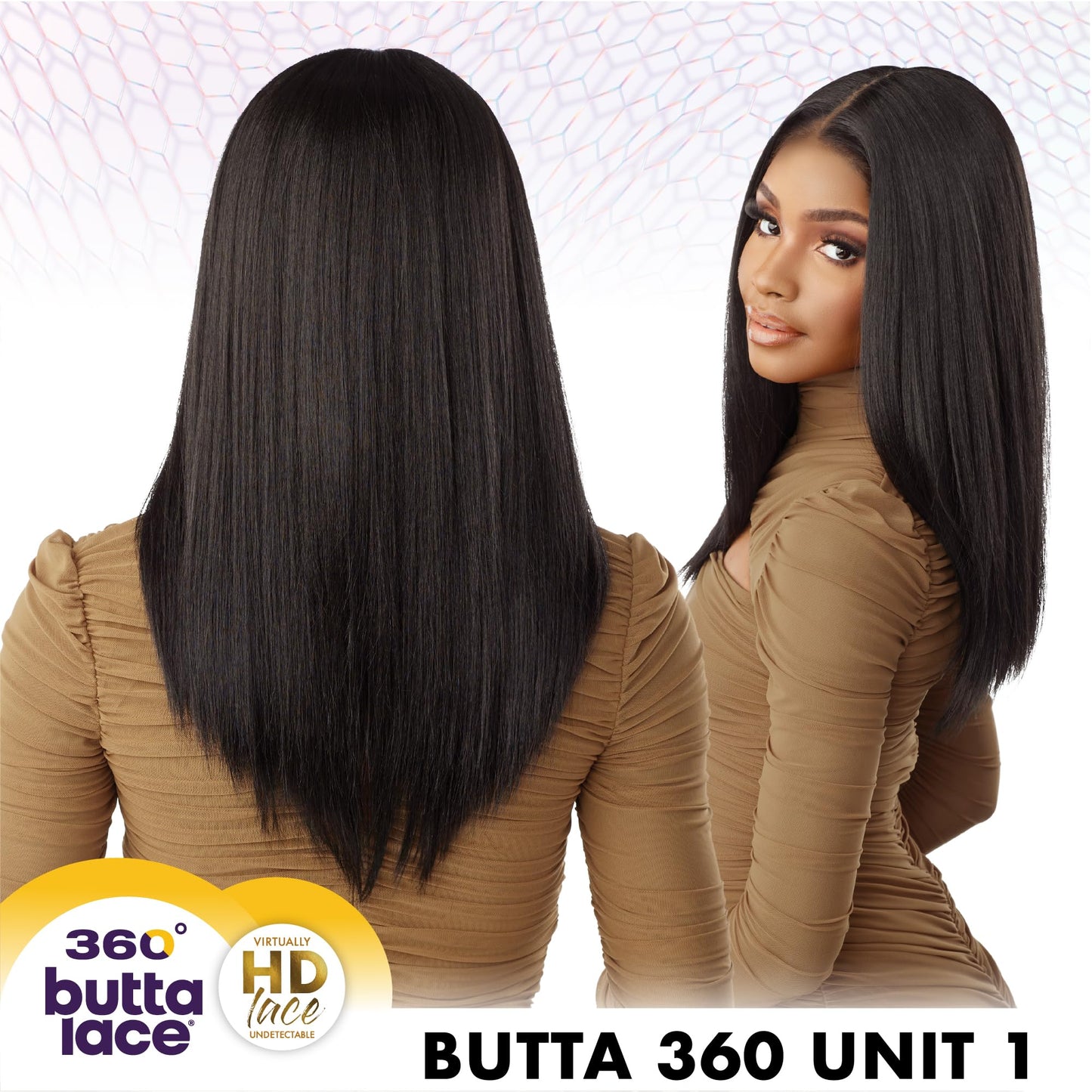 Sensationnel Butta 360 Lace Wigs - Unit 1 Wider Parting 360 Degree Lace Glueless Synthetic Preplucked Hairline (1B OFFBLACK)