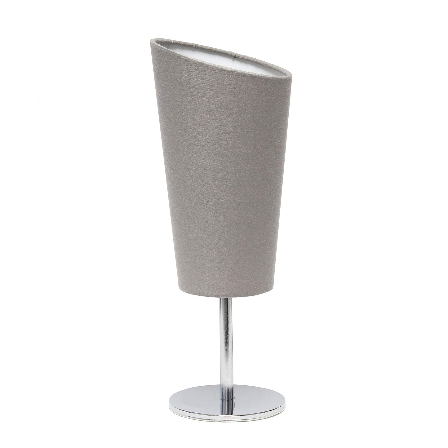 Simple Designs Lt2061-Gry Mini Table Lamp, Gray Fabric Shade, Metal, 4.75X4.75X12.6