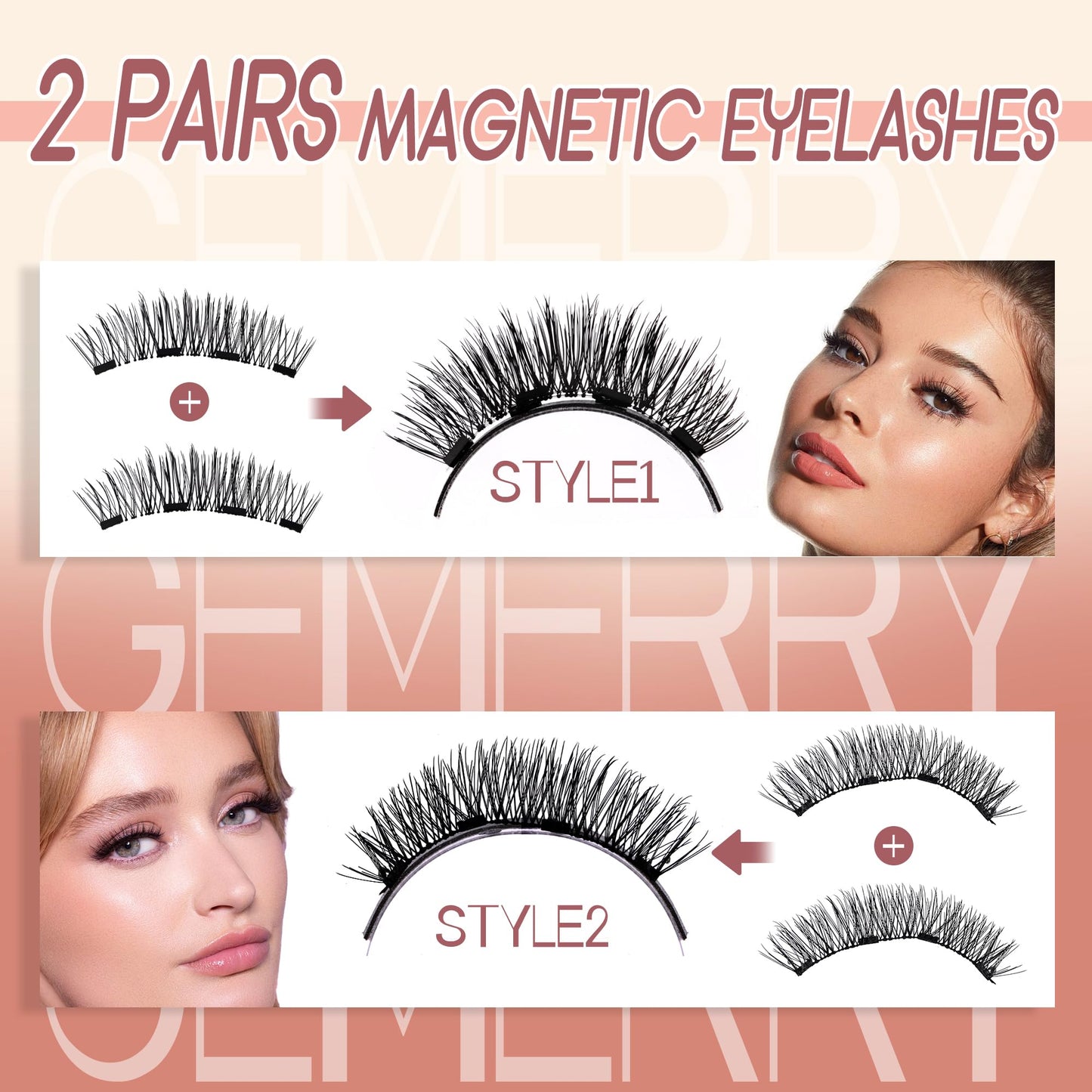 GEMERRY Magnetic Eyelashes with Applicator Magnetic Lashes Natural Look No Glue Needed Lash Kit DIY at Home for Beginners