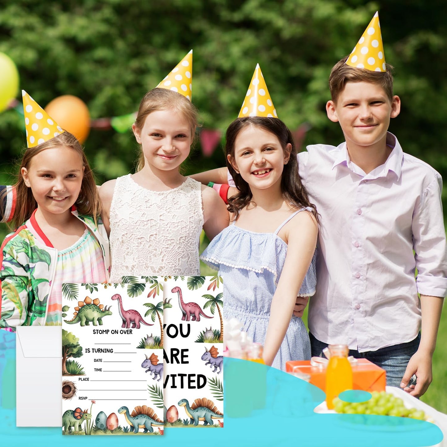 Dinosaurs Birthday Invitations, Tropical Dino Party Invitations, 20 Double-Sided Fill In Invitation with Envelopes for Teen Boys Girls, Invitations Cards for Birthday Party Decorations Favor - 15