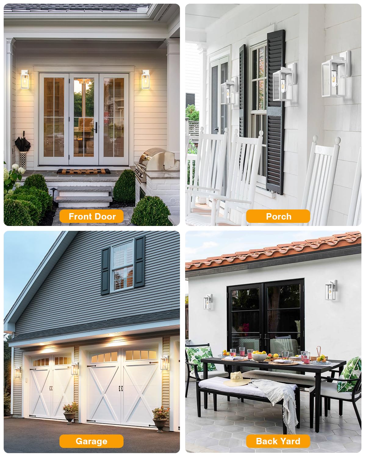 Vianis Outdoor Wall Light Fixture, 2-Pack Aluminum Lanterns, Anti-Rust, White, Model V81272W