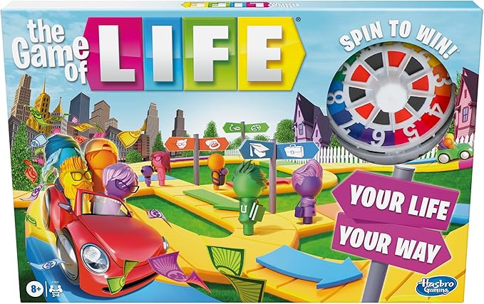 The Game of Life Board Game, Family Games for Kids Ages 8 and Up, Pegs Come in 6 Colors, Family Board Games for 2 to 4 Pla...